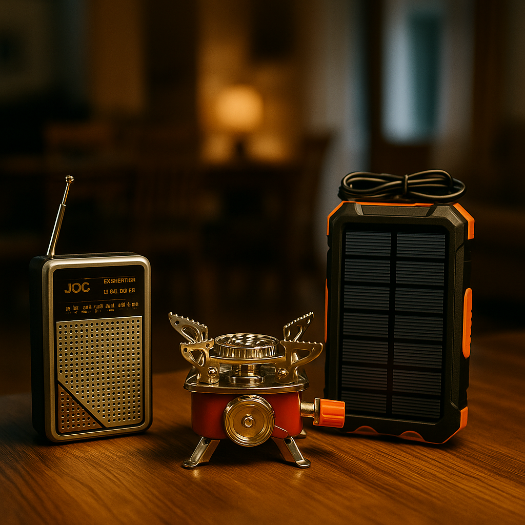 Kit Apagón (Hornillo + Batería Portátil Solar + Radio de Bolsillo)